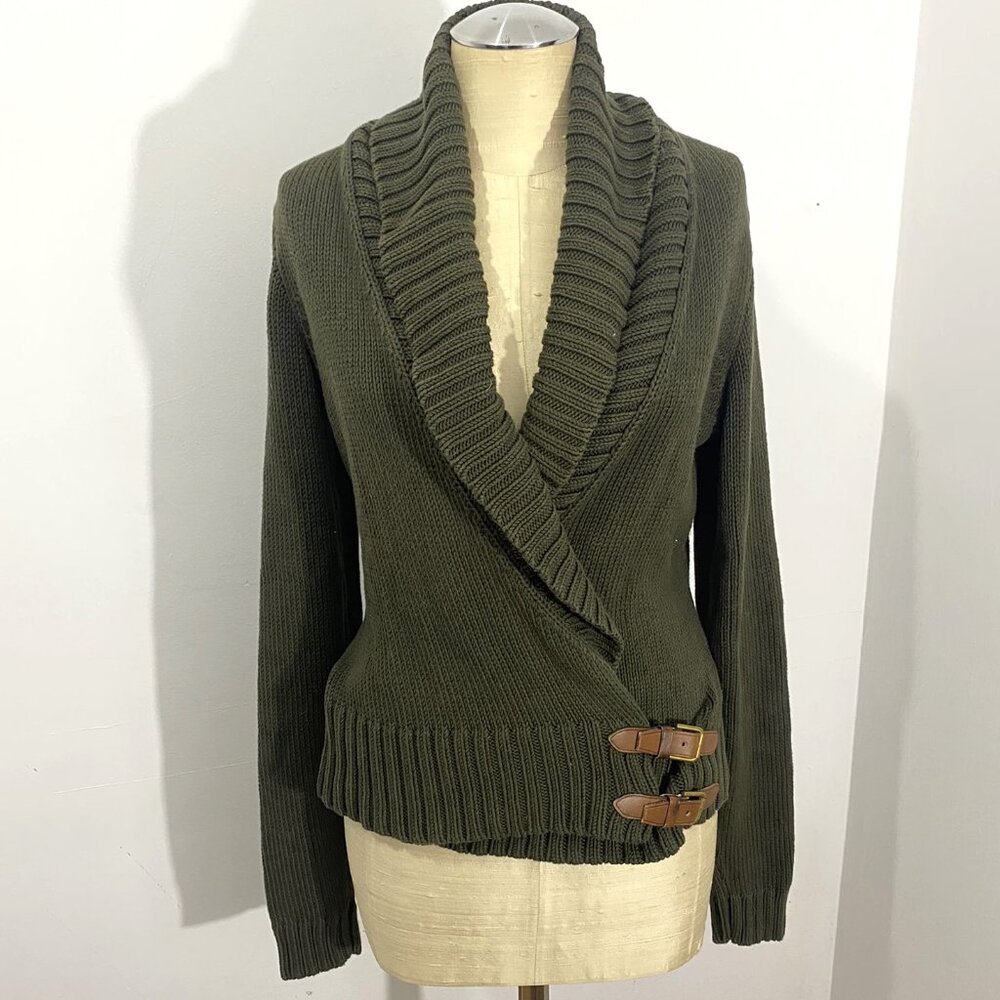 Ralph Lauren V-Neck Olive Green Sweater Women's Size Medium